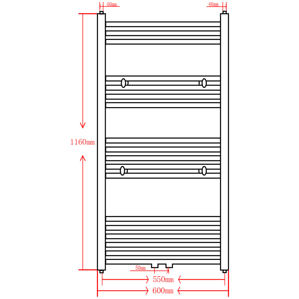 Radiator / handdoekenrek recht 500x1160 mm