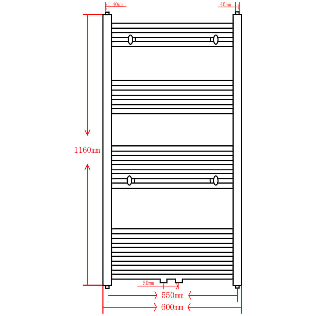 Radiator / handdoekenrek recht 500x1160 mm