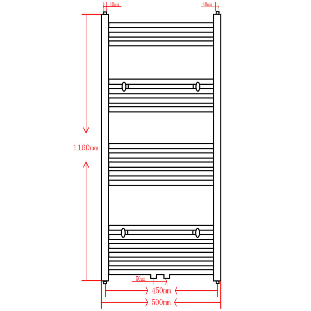 Radiator / handdoekenrek recht 500x1160 mm