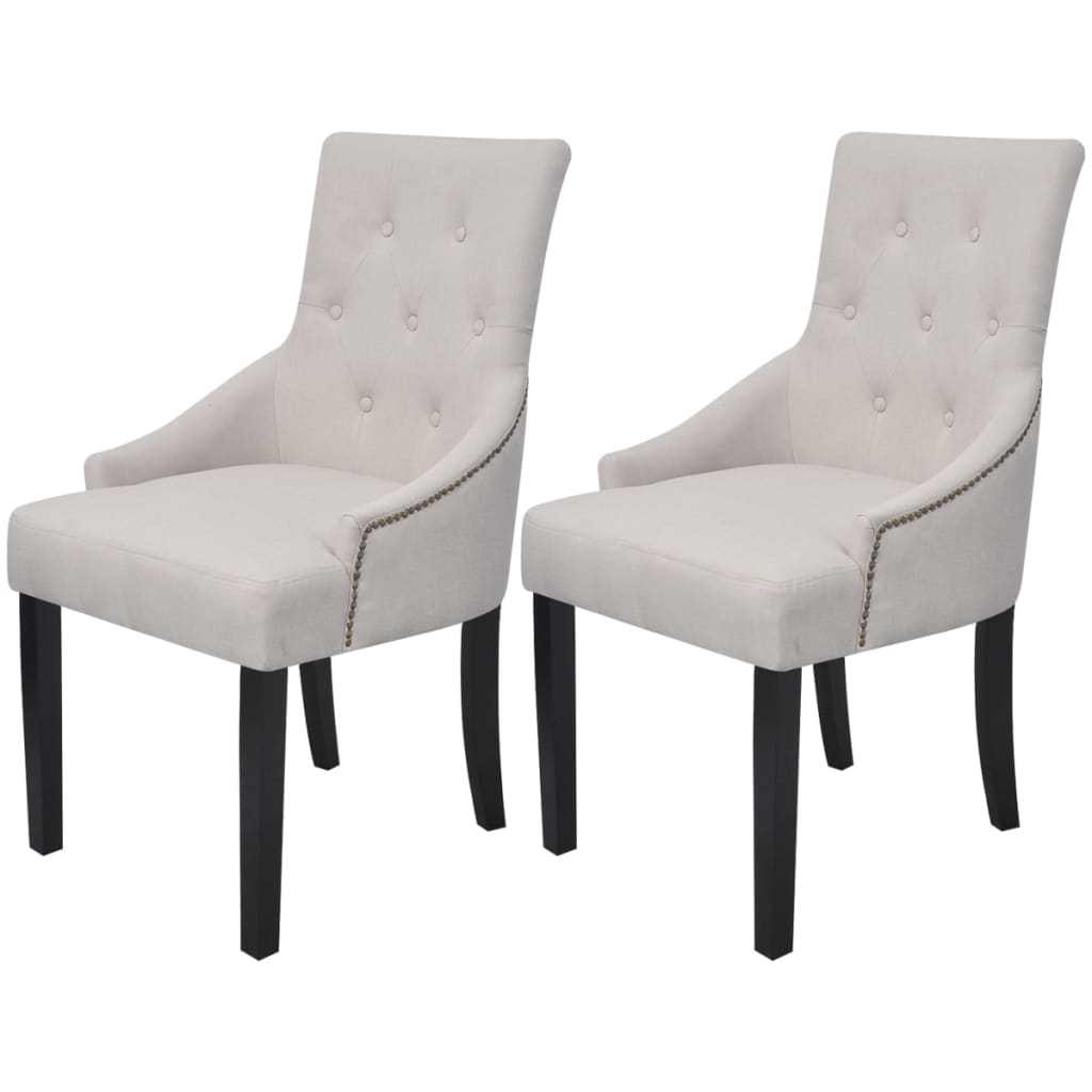 Chaises de salle à manger 2 pcs tissu gris crème