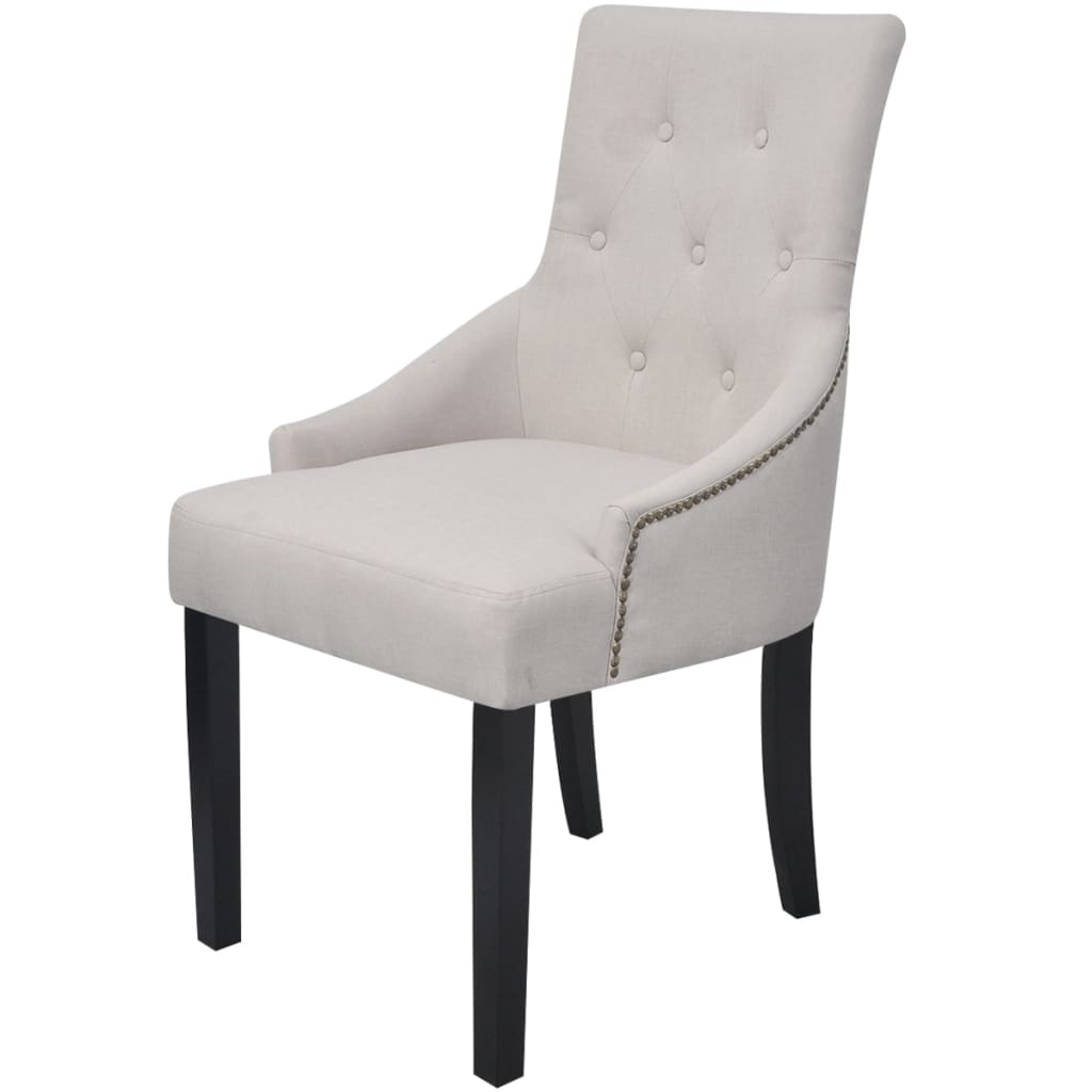 Chaises de salle à manger 2 pcs tissu gris crème