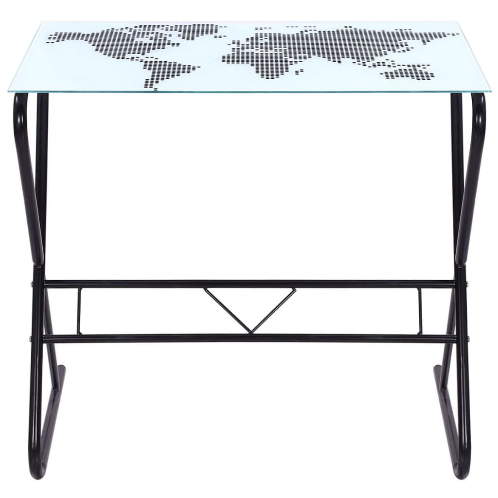 Bureau en verre avec motif carte du monde