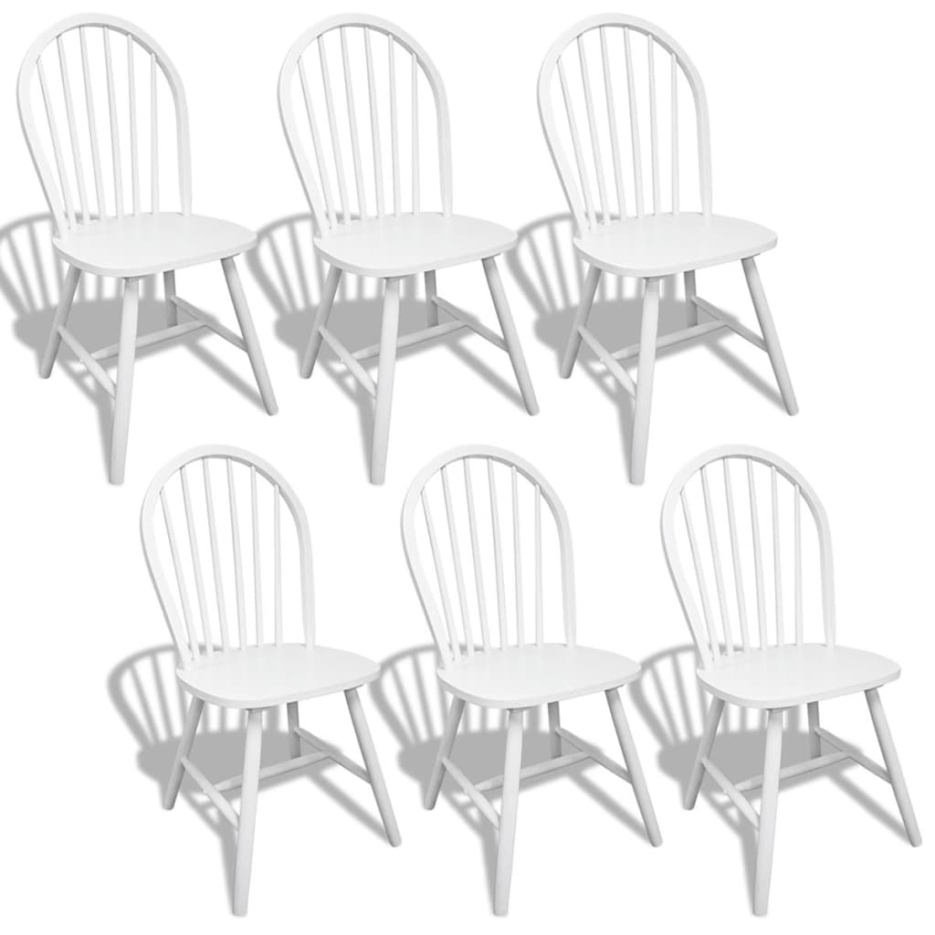 Chaises de salle à manger 6 pcs en hévéa massif blanc