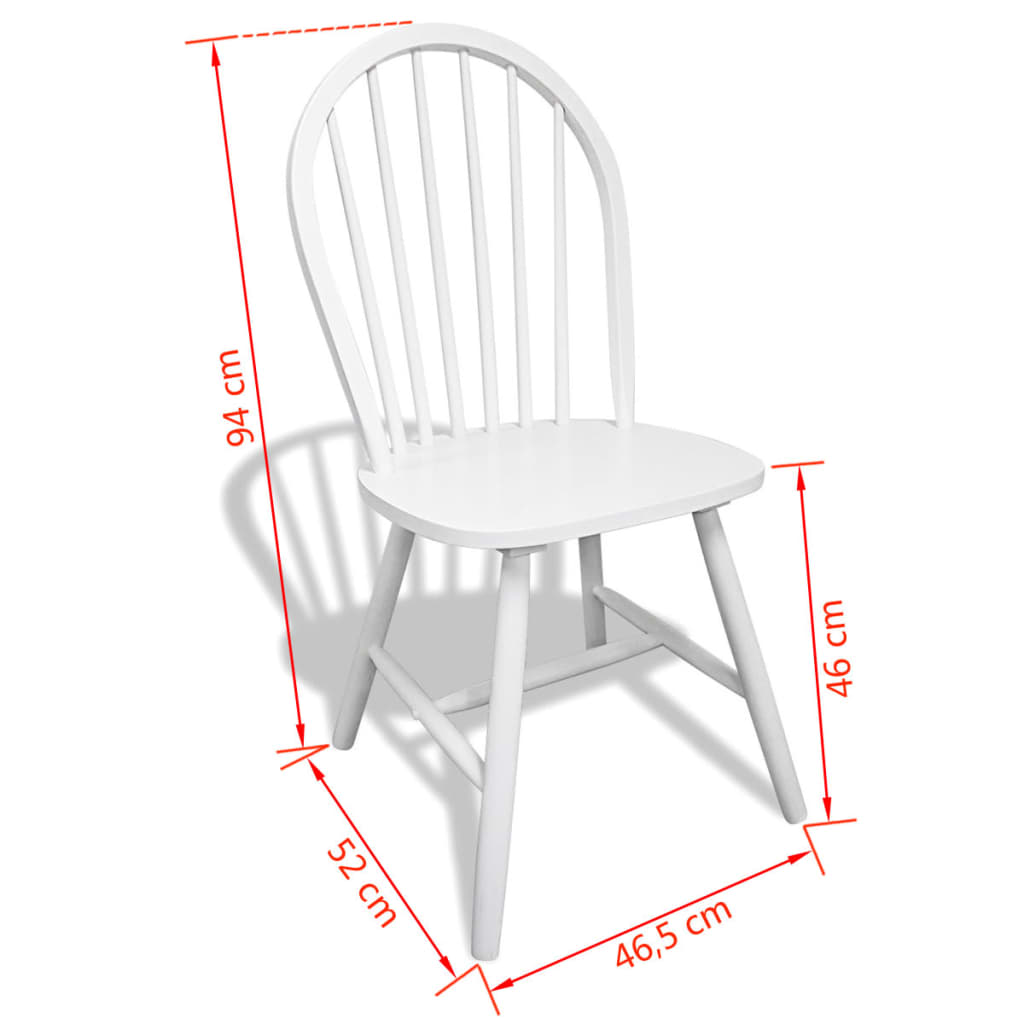 Chaises de salle à manger 6 pcs en hévéa massif blanc