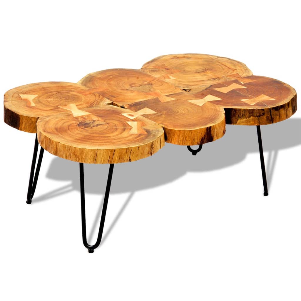 Table basse 4 troncs d'arbre 35 cm en bois de Sesham massif