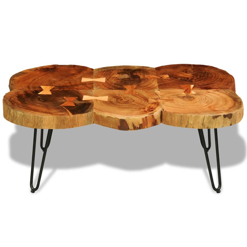 Table basse 4 troncs d'arbre 35 cm en bois de Sesham massif