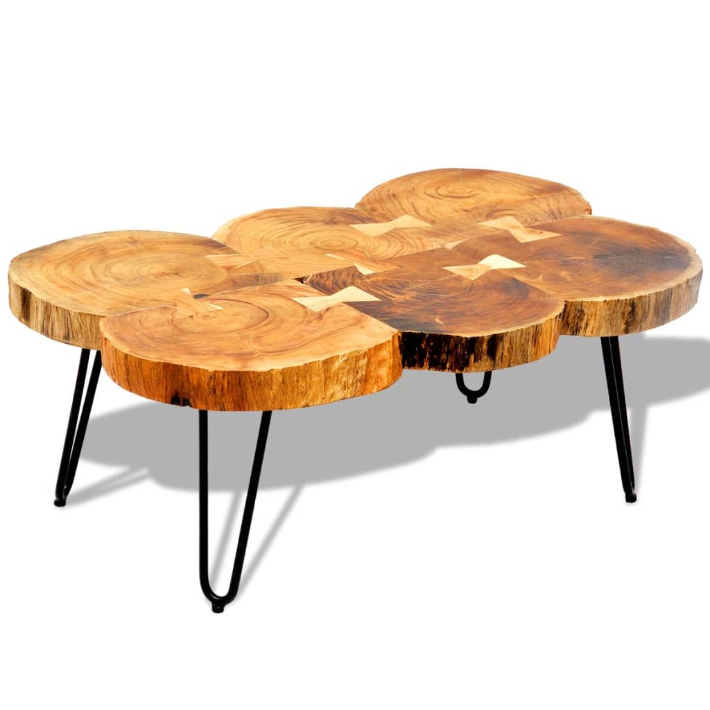 Table basse 4 troncs d'arbre 35 cm en bois de Sesham massif