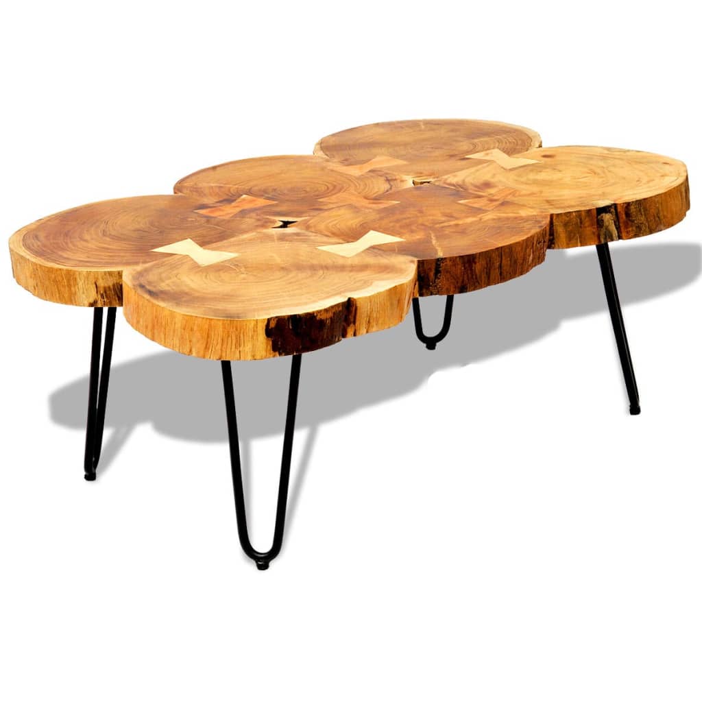 Table basse 4 troncs d'arbre 35 cm en bois de Sesham massif