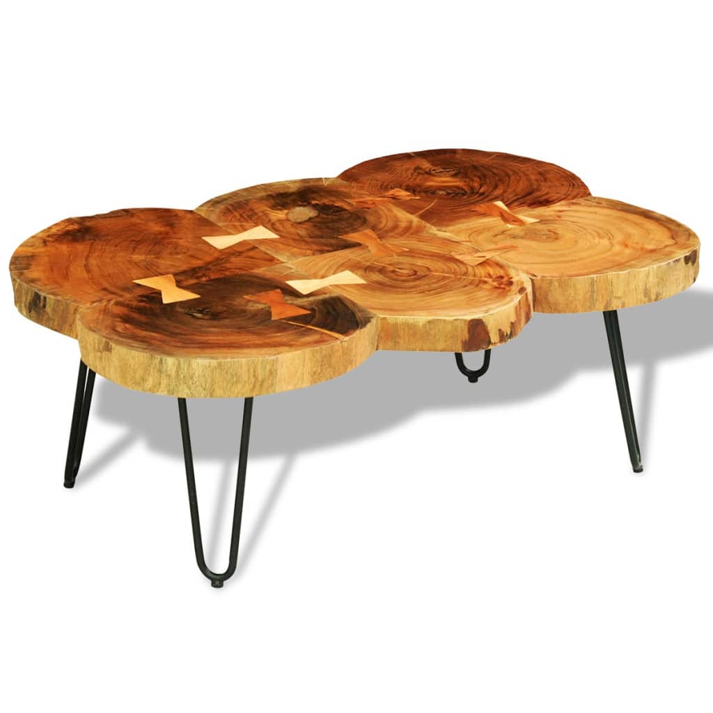 Table basse 4 troncs d'arbre 35 cm en bois de Sesham massif