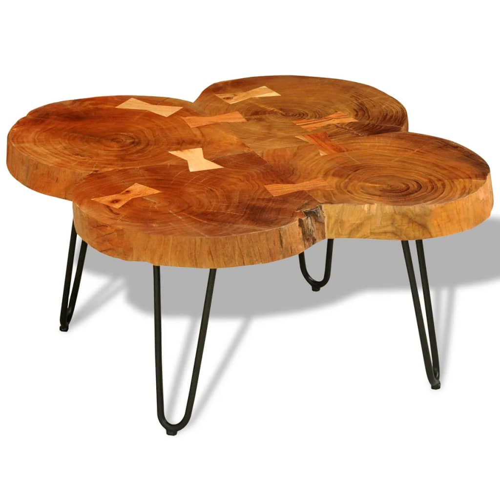 Table basse 4 troncs d'arbre 35 cm en bois de Sesham massif