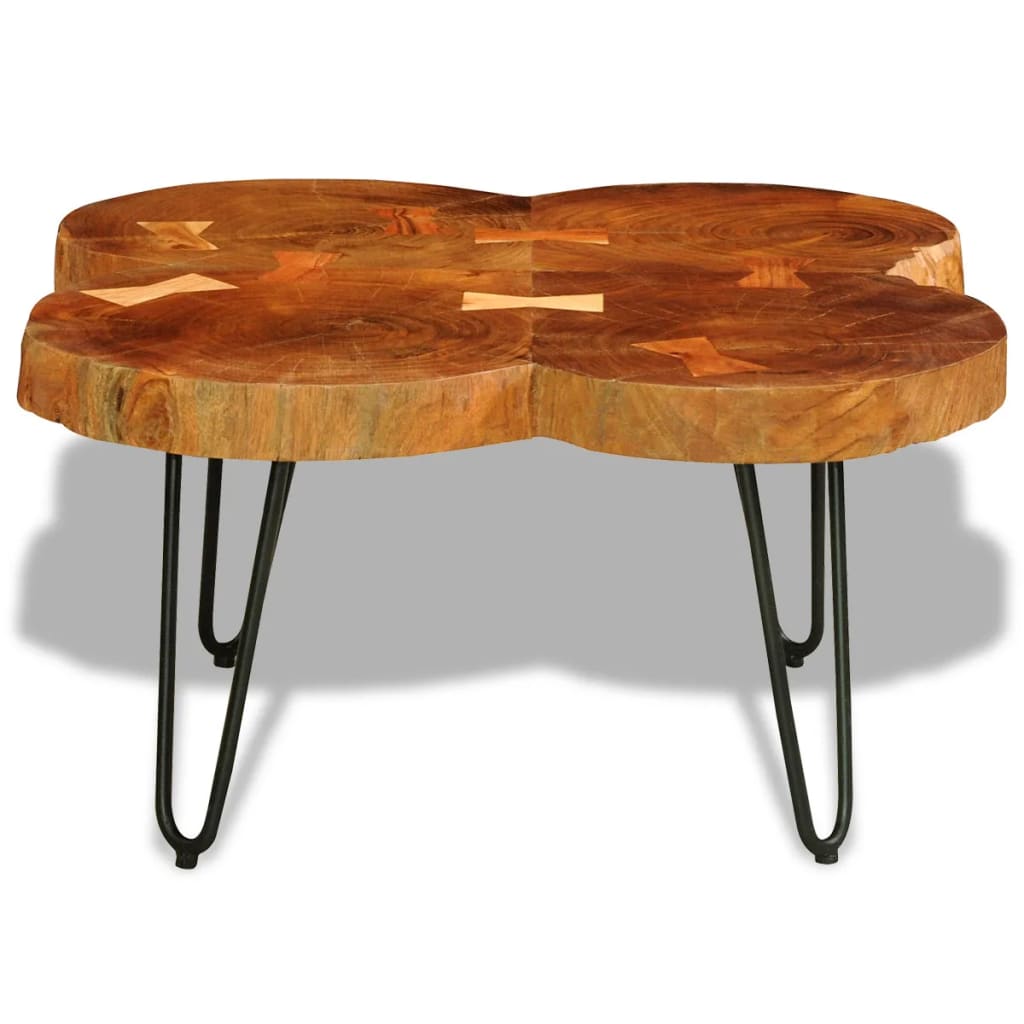 Table basse 4 troncs d'arbre 35 cm en bois de Sesham massif