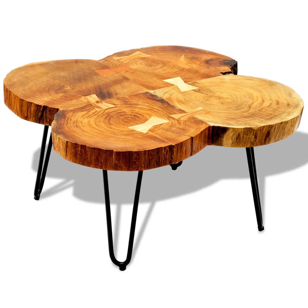 Table basse 4 troncs d'arbre 35 cm en bois de Sesham massif