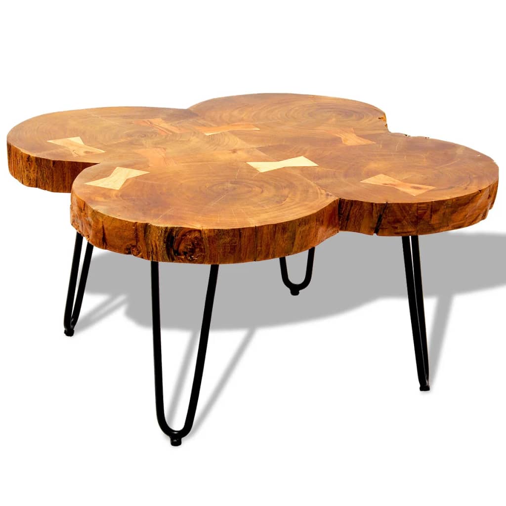 Table basse 4 troncs d'arbre 35 cm en bois de Sesham massif