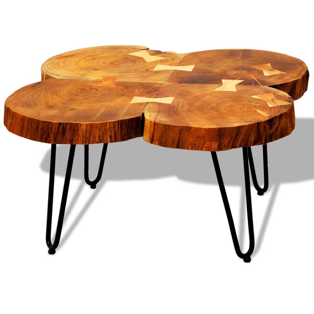 Table basse 4 troncs d'arbre 35 cm en bois de Sesham massif