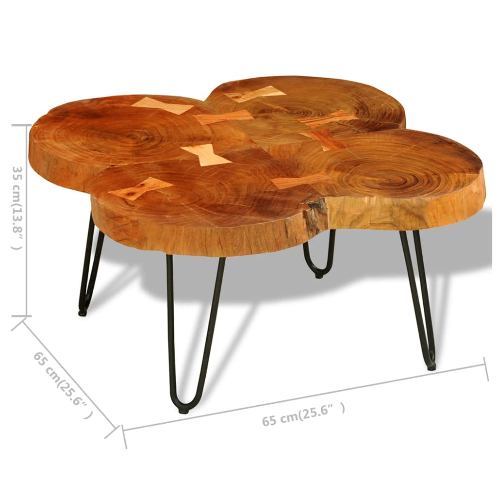 Table basse 4 troncs d'arbre 35 cm en bois de Sesham massif