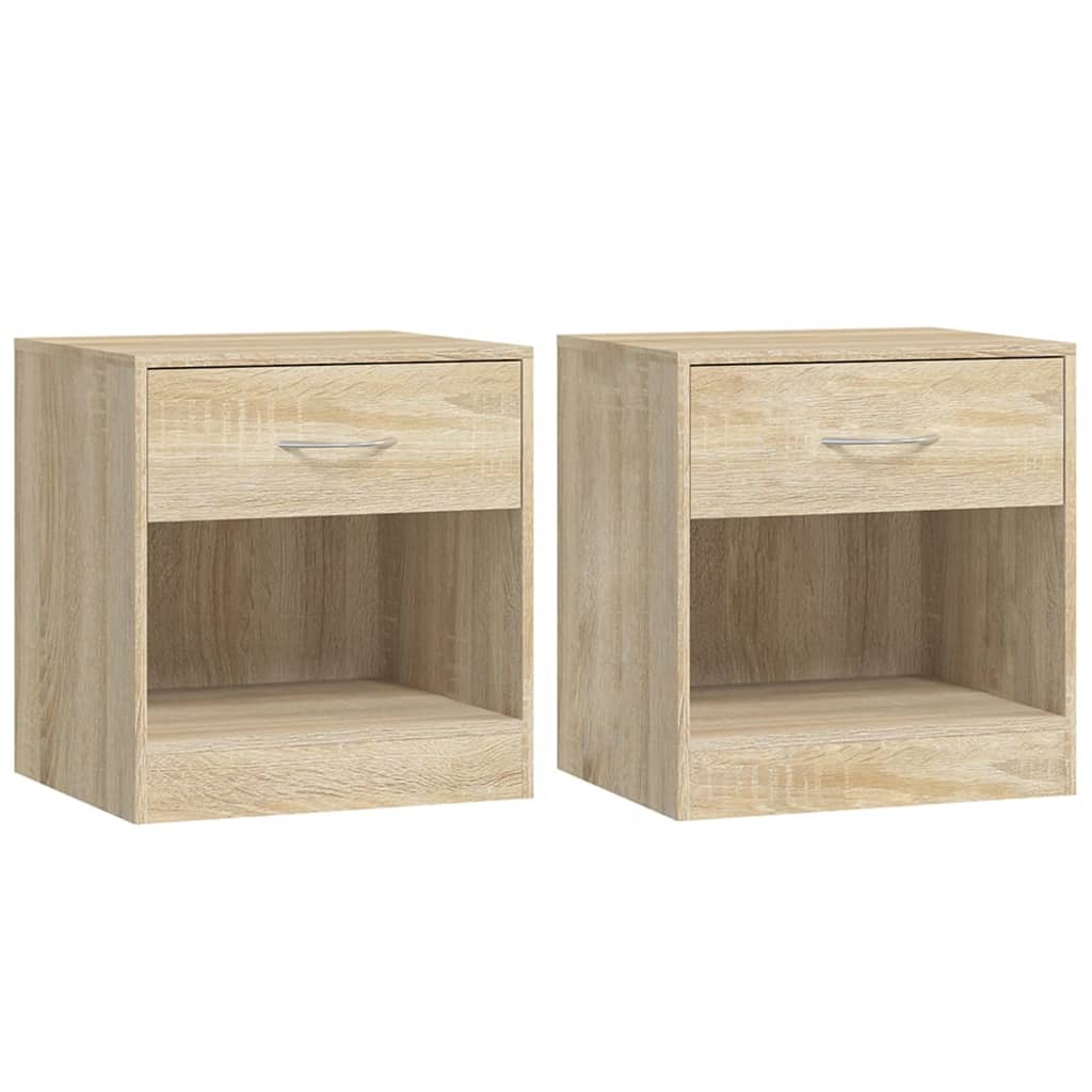 Tables de chevet avec tiroir 2 pcs couleur chêne