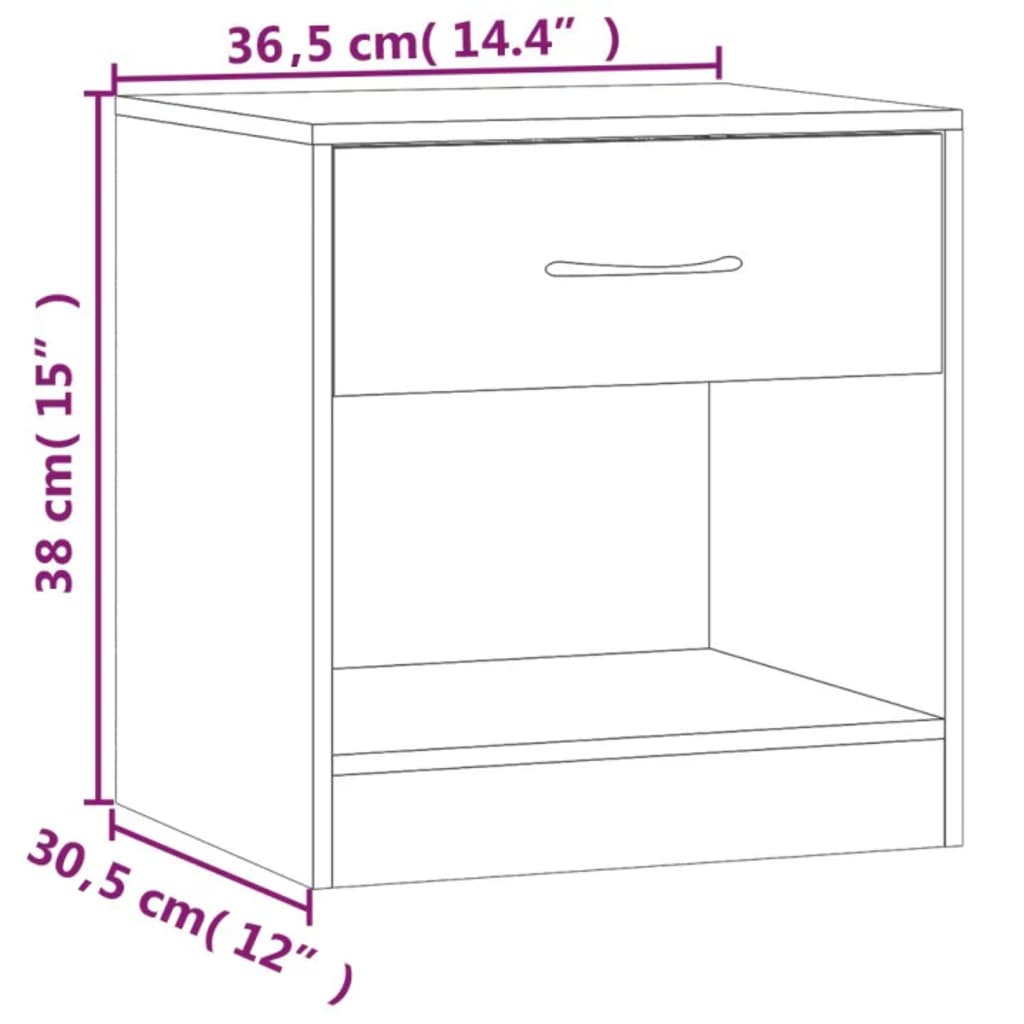 Tables de chevet avec tiroir 2 pcs couleur chêne