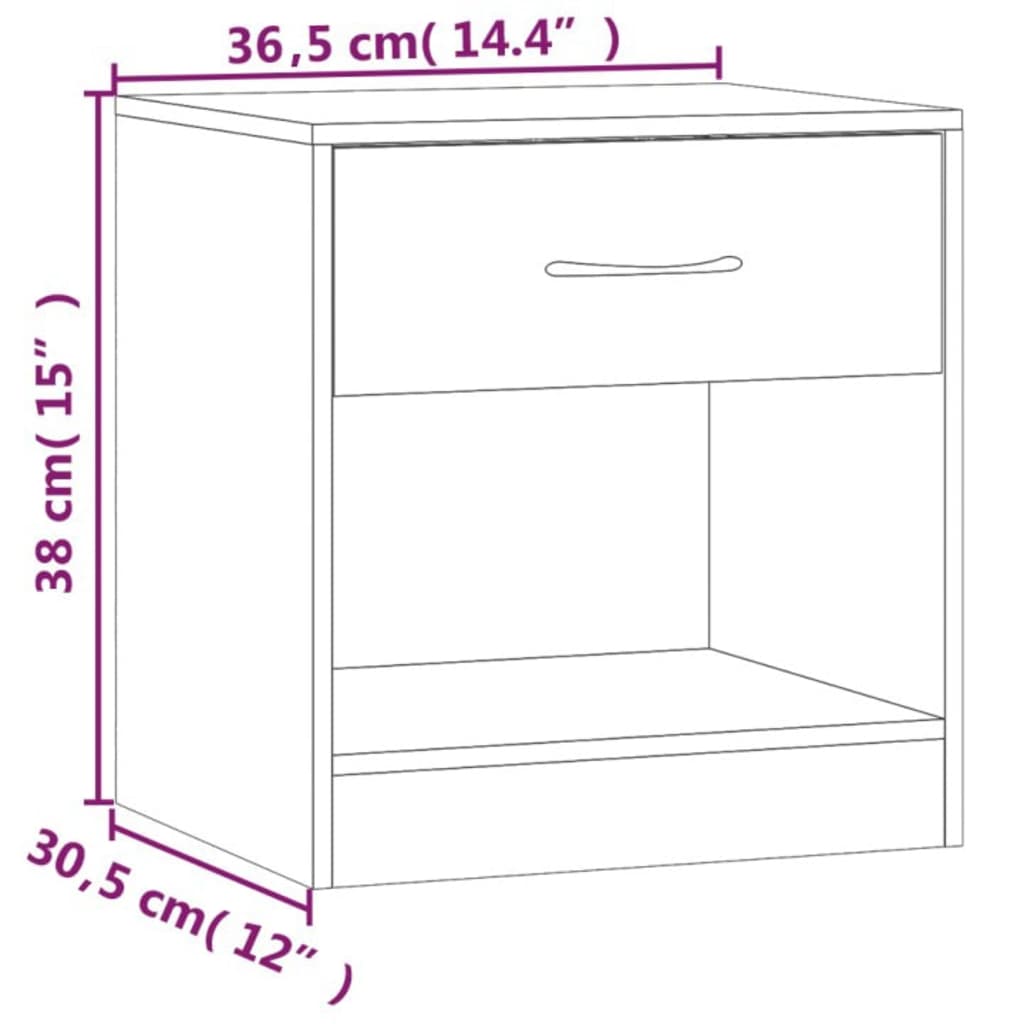 Tables de chevet avec tiroir 2 pcs couleur chêne