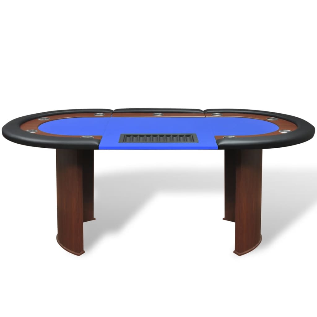 Table de poker pour 10 personnes avec compartiment croupier et plateau à jetons verts