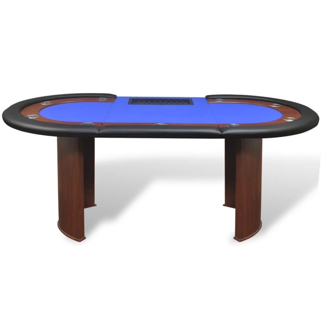 Table de poker pour 10 personnes avec compartiment croupier et plateau à jetons verts