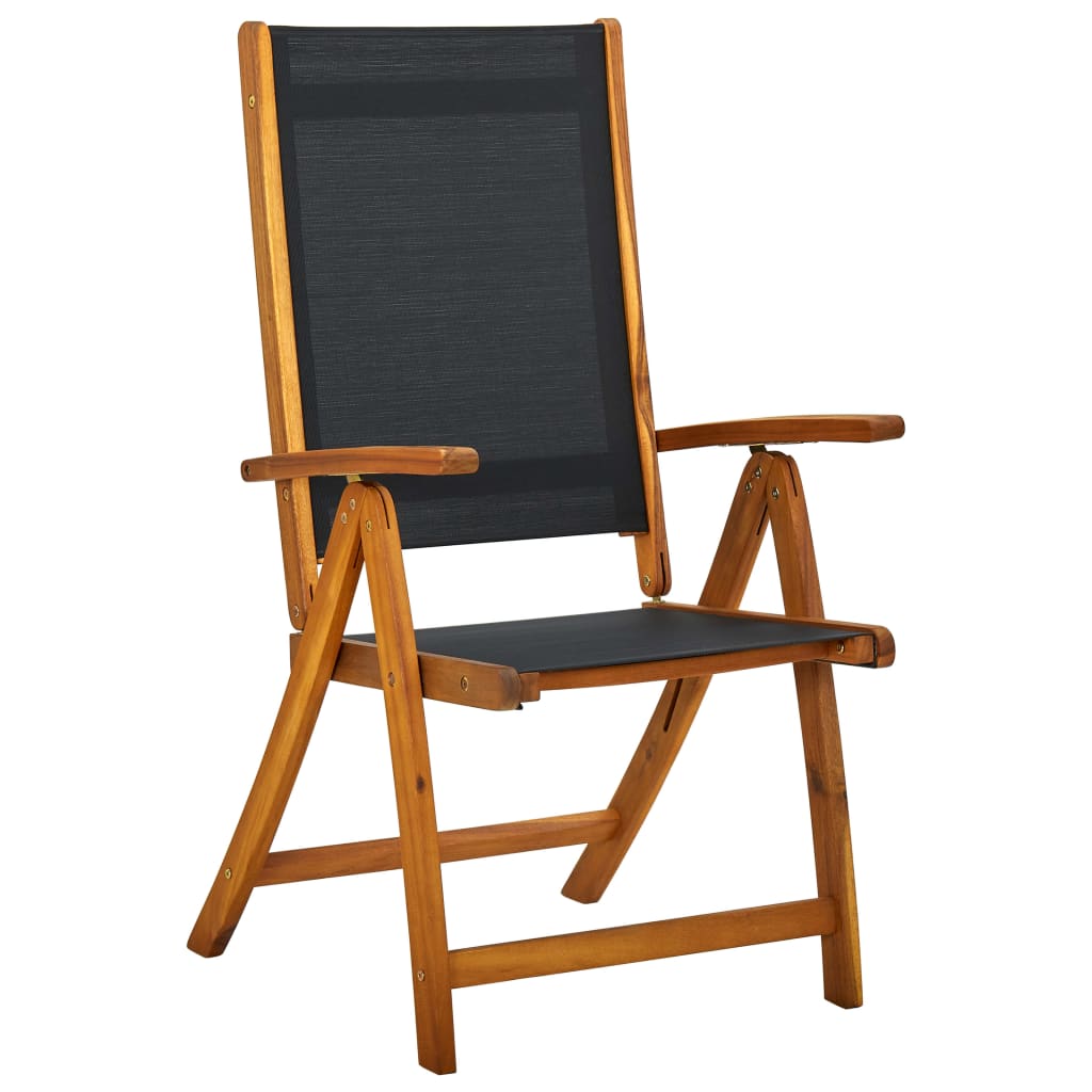 Chaises de jardin pliantes 2 pcs en bois d'acacia massif et textilène