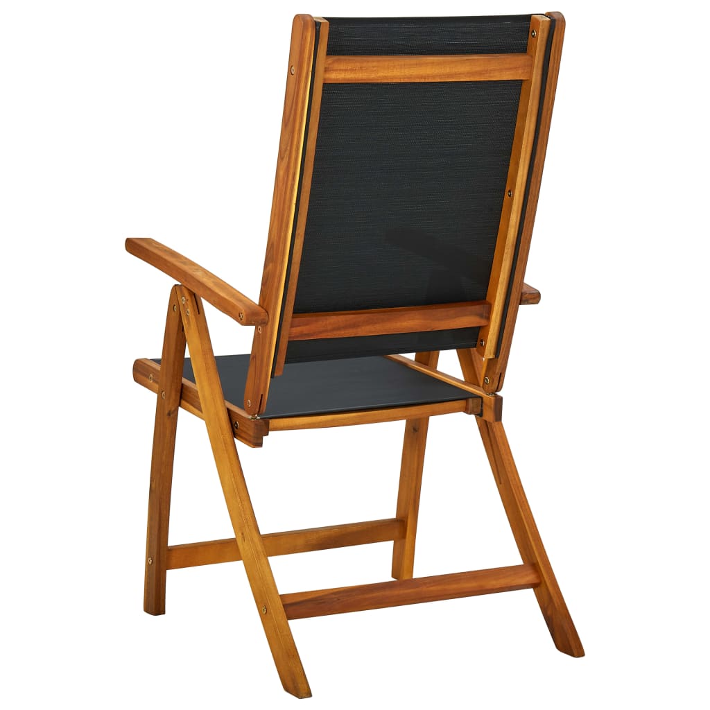 Chaises de jardin pliantes 2 pcs en bois d'acacia massif et textilène