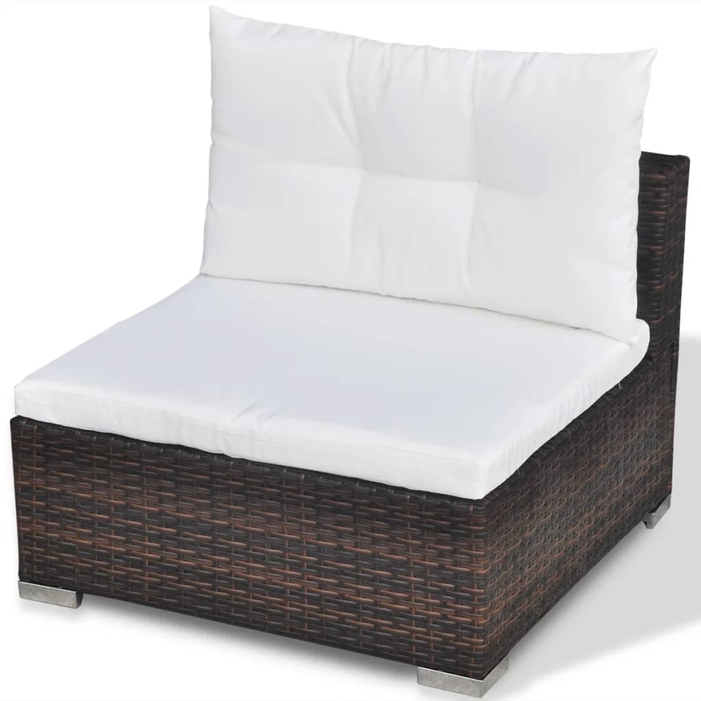 5-delige Loungeset met kussens poly rattan