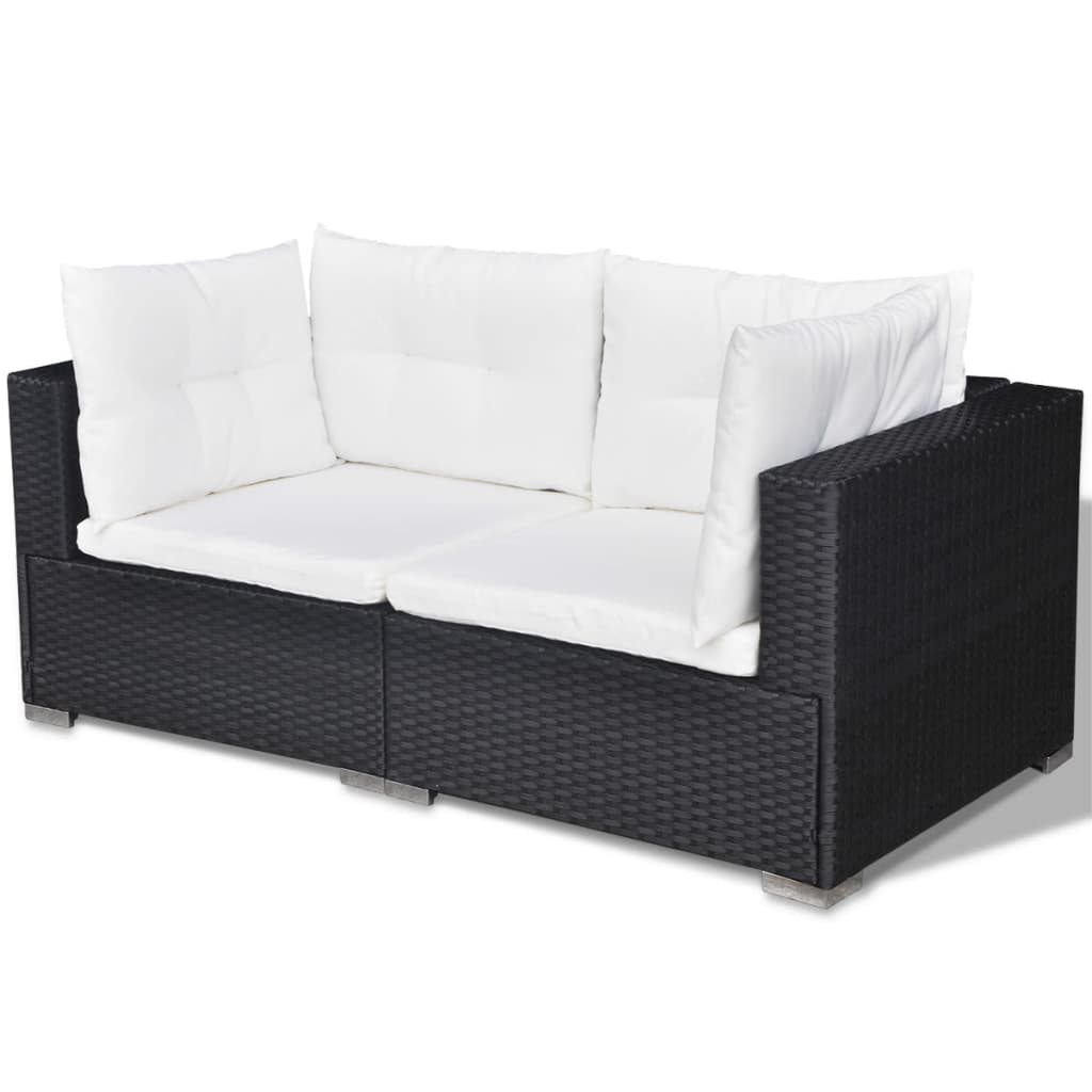 5-delige Loungeset met kussens poly rattan