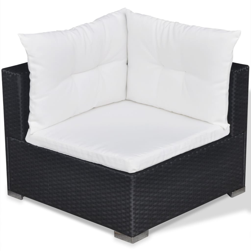 5-delige Loungeset met kussens poly rattan