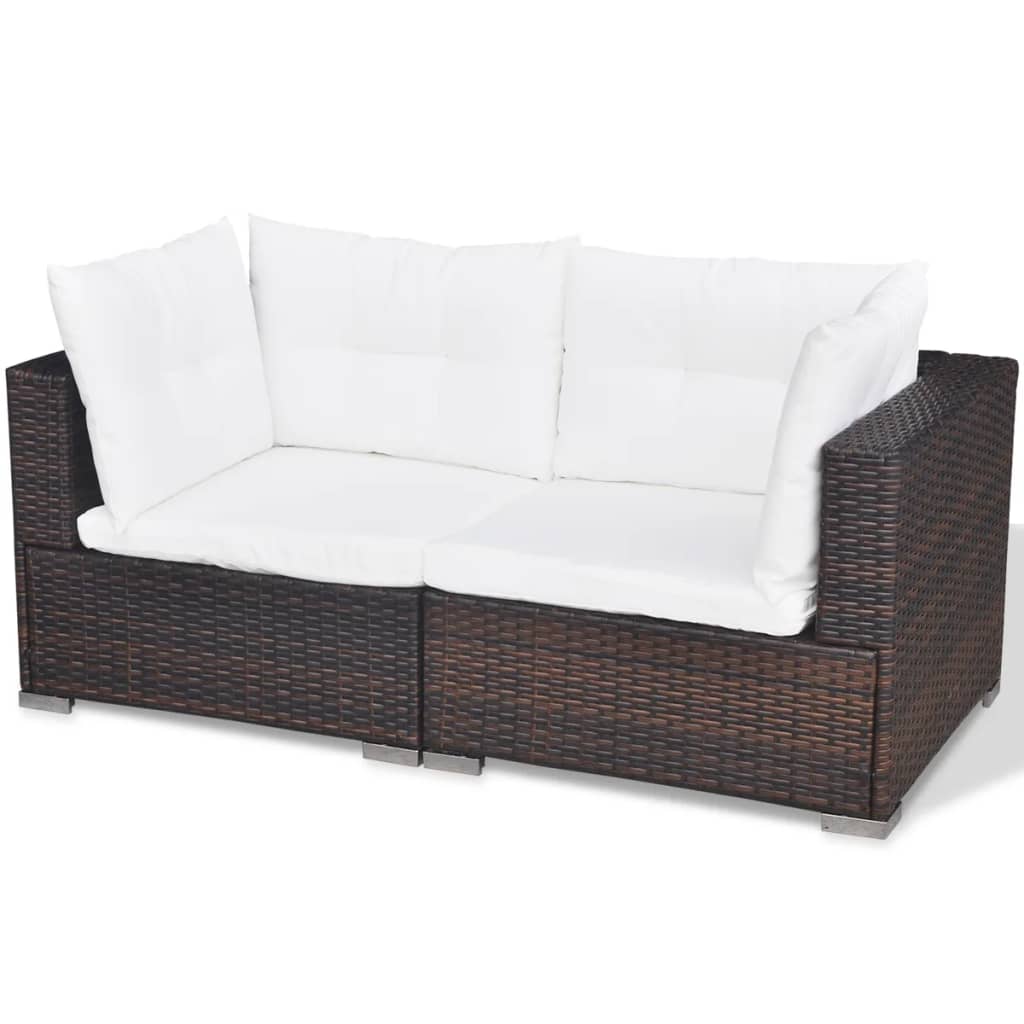 6-delige Loungeset met kussens poly rattan