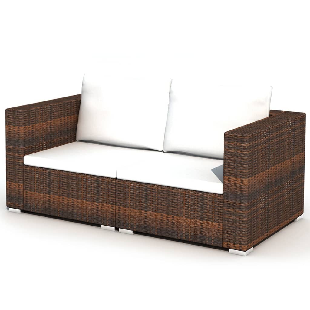 10-delige Loungeset met kussens poly rattan