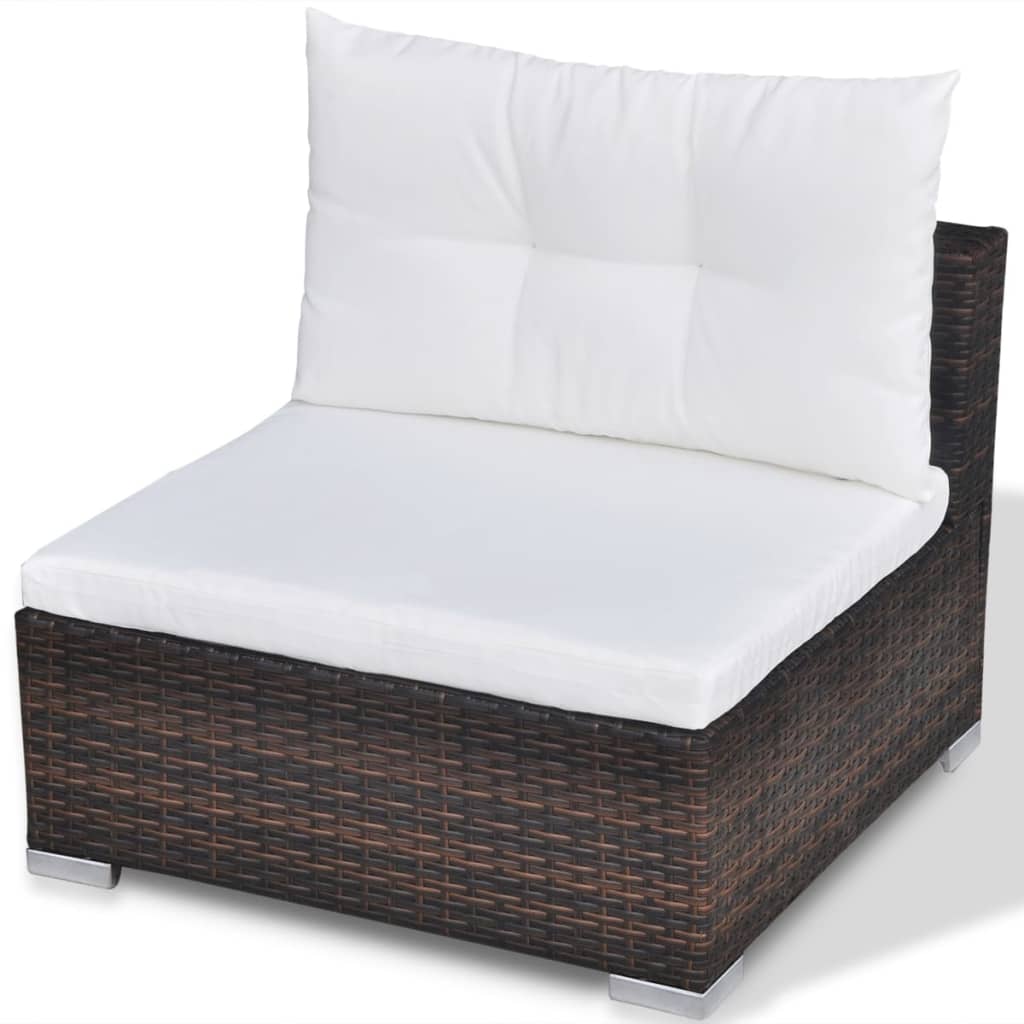 10-delige Loungeset met kussens poly rattan