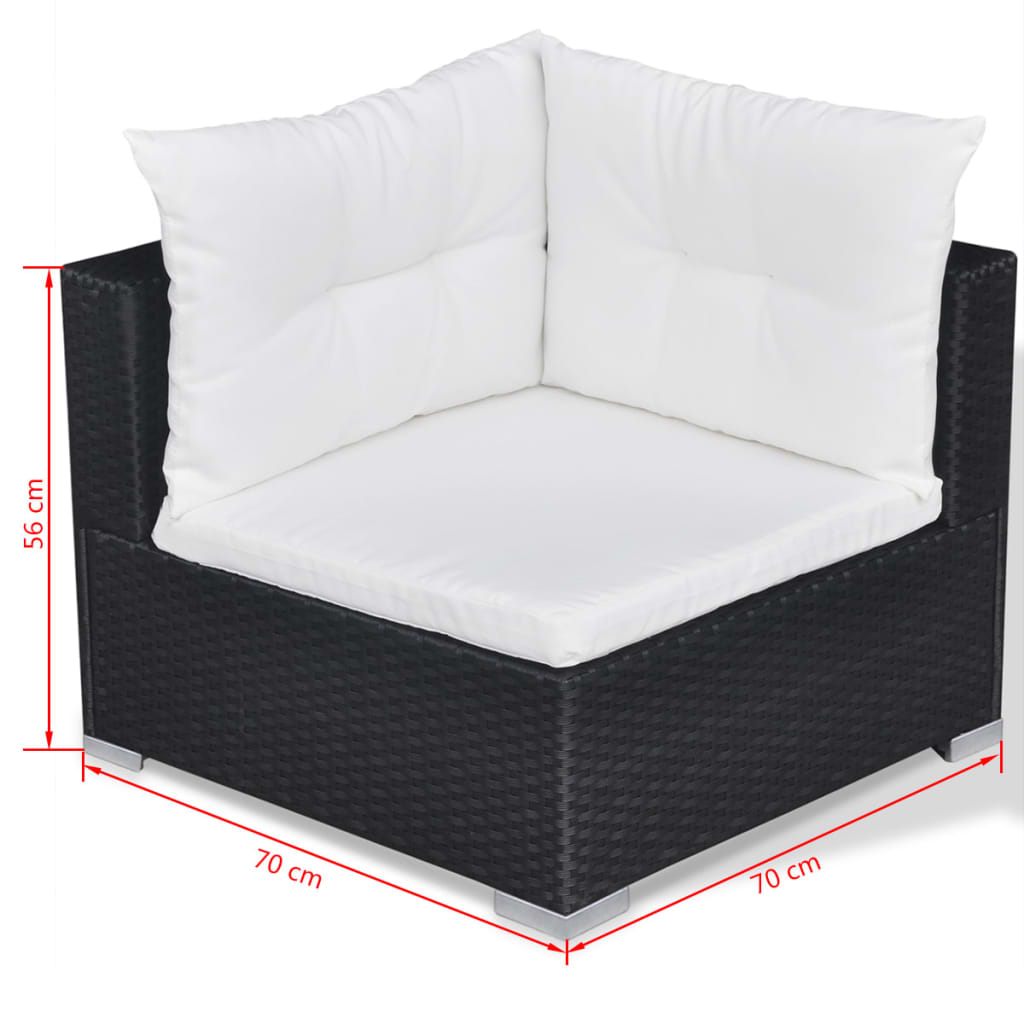 10-delige Loungeset met kussens poly rattan