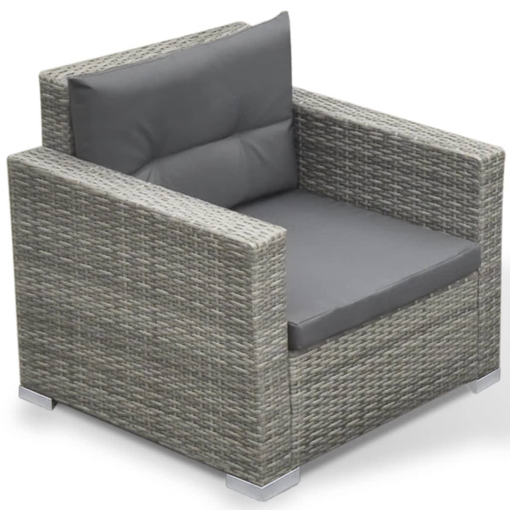 6-delige Loungeset met kussens poly rattan