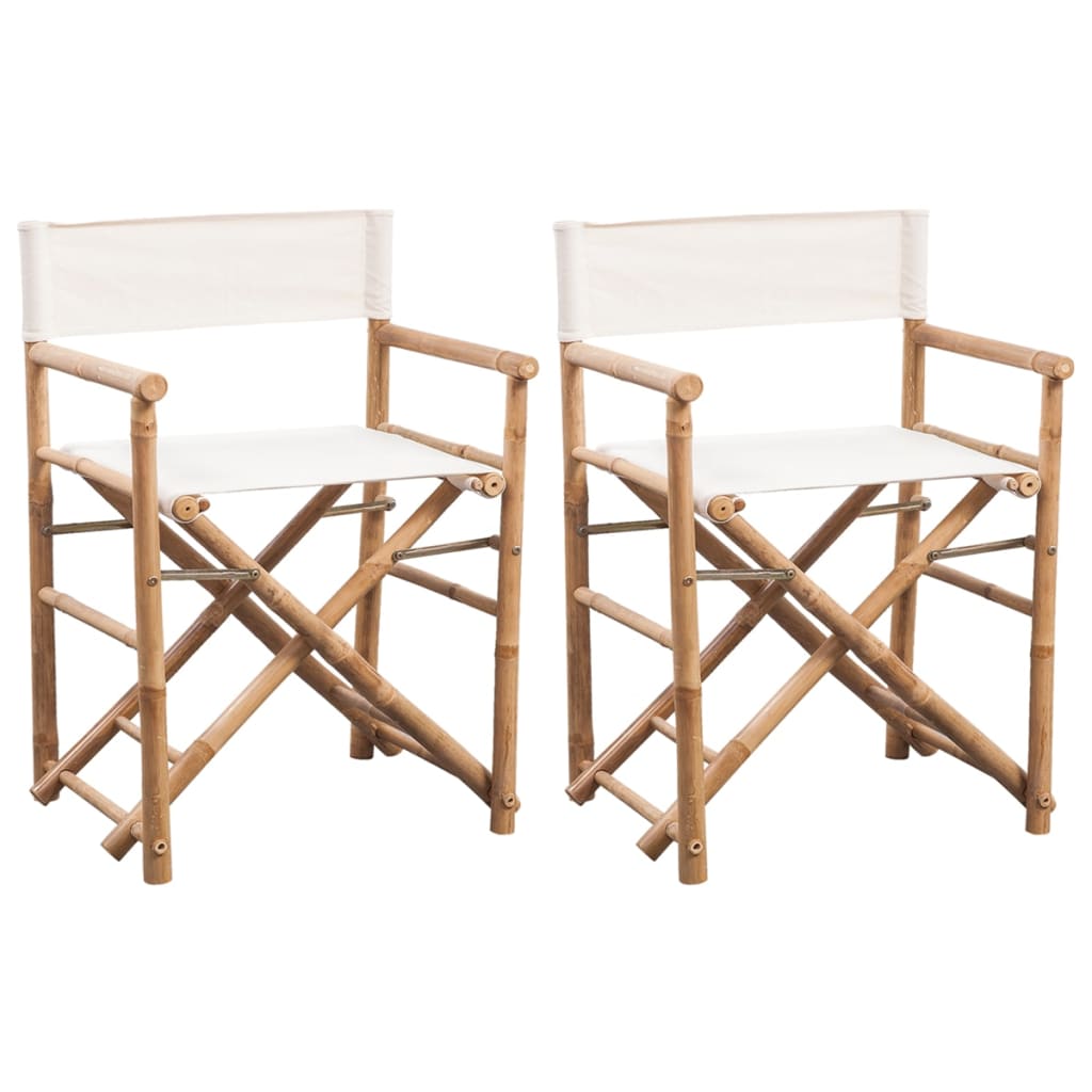 Chaises de réalisateur 2 pcs pliantes en bambou et toile