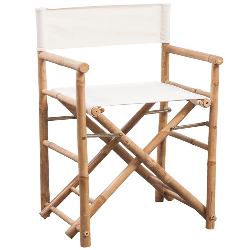 Chaises de réalisateur 2 pcs pliantes en bambou et toile