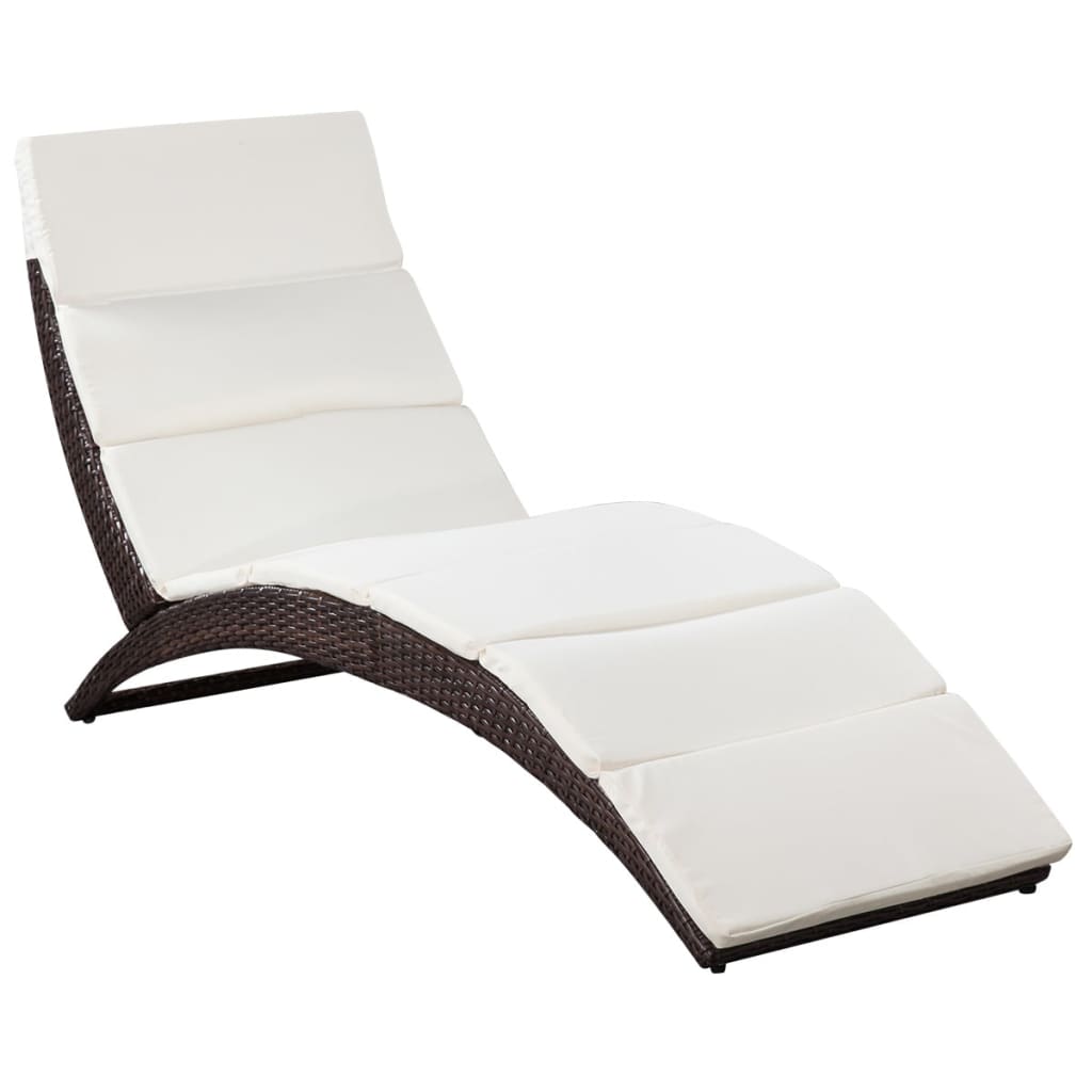 Chaise longue pliable avec coussin en polyrotin