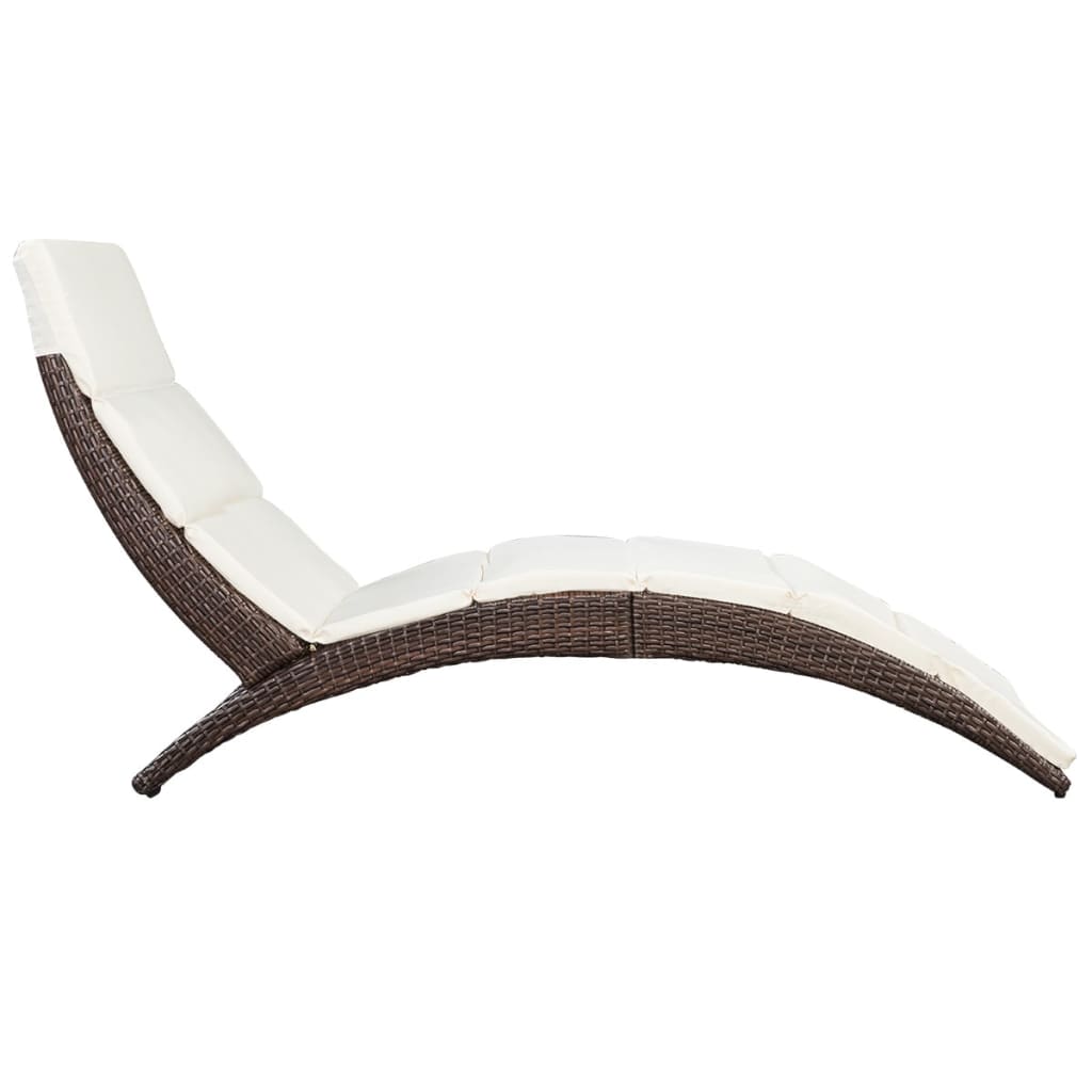 Chaise longue pliable avec coussin en polyrotin