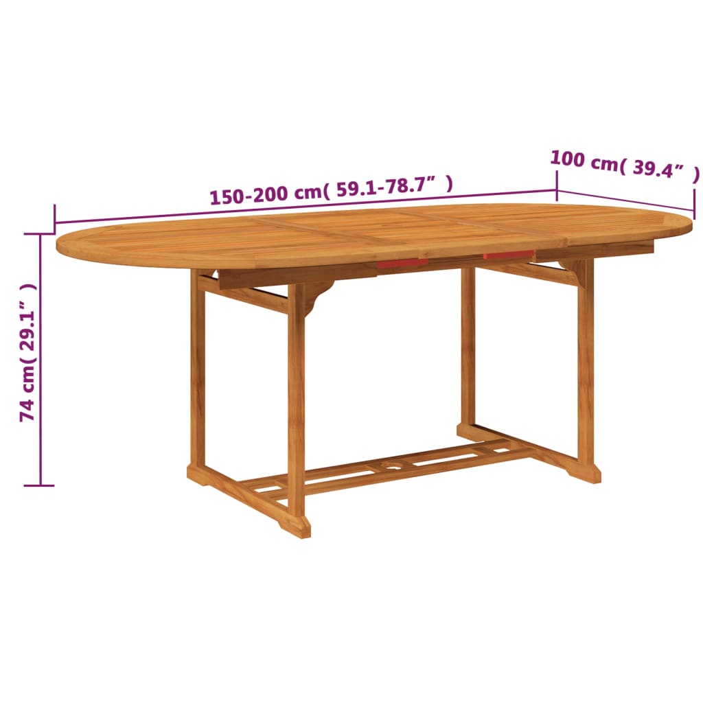 Ensemble de jardin 7 pièces en bois d'acacia massif