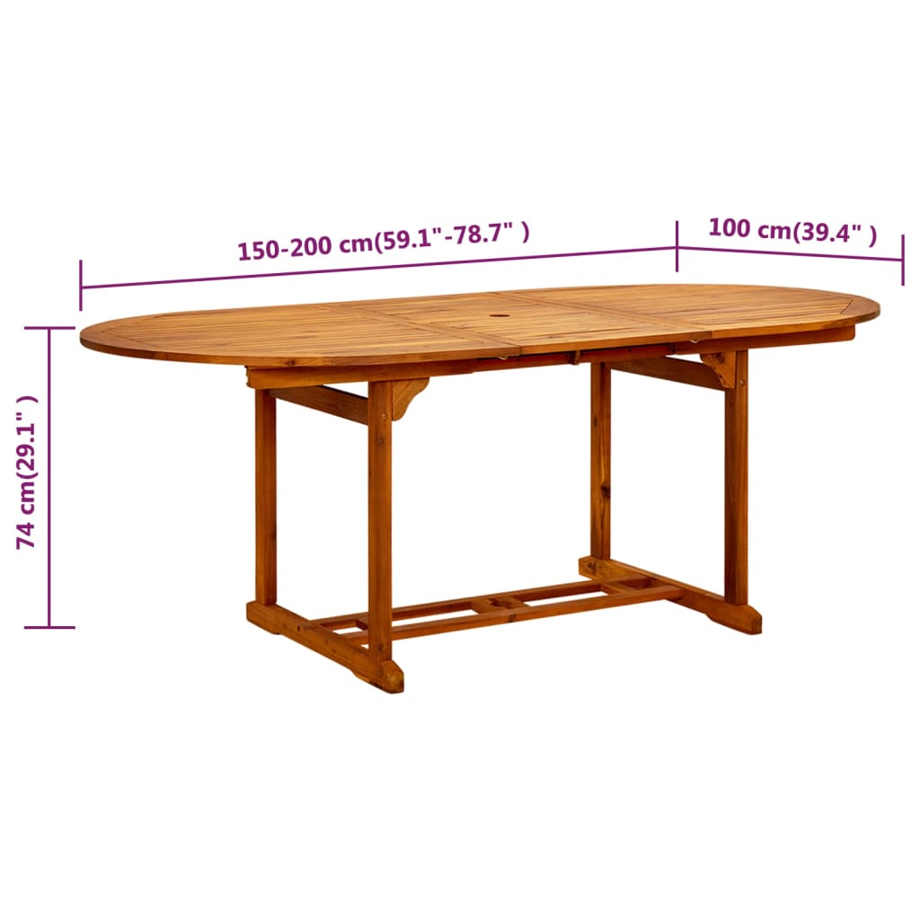 Tuintafel (160-240)x100x75 cm massief acaciahout