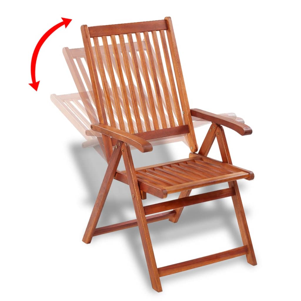 Chaises de jardin pliantes 3 pcs en bois d'acacia massif