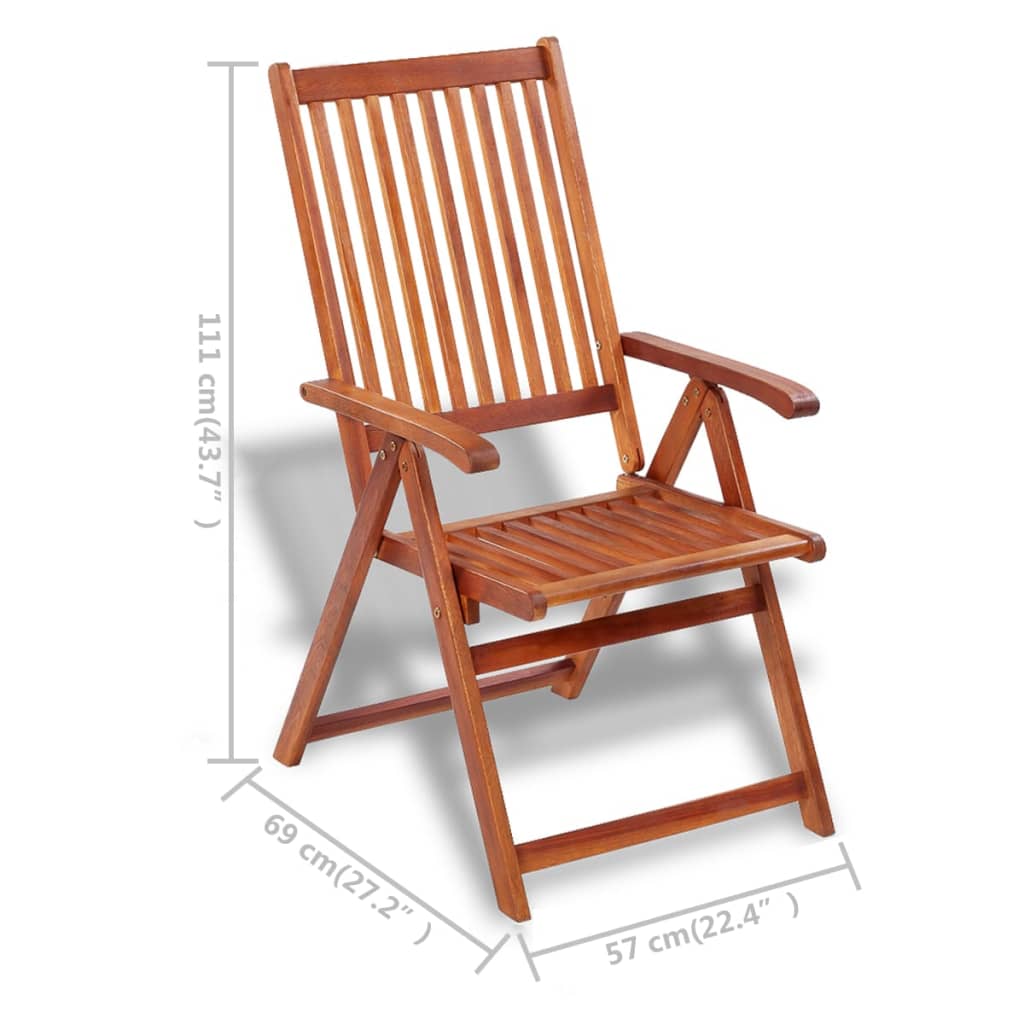 Chaises de jardin pliantes 3 pcs en bois d'acacia massif