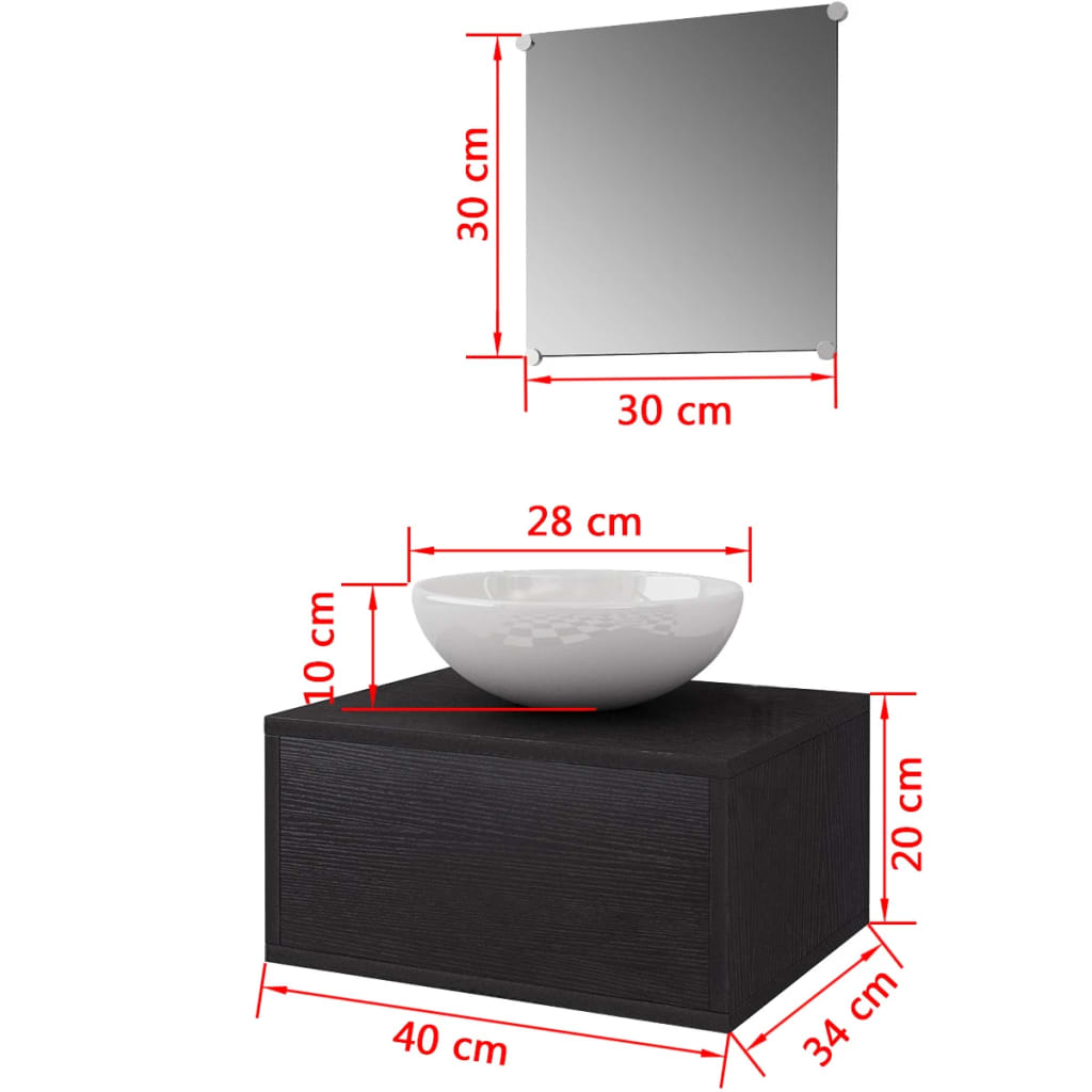 Ensemble de meubles de salle de bain avec lavabo, 9 pièces