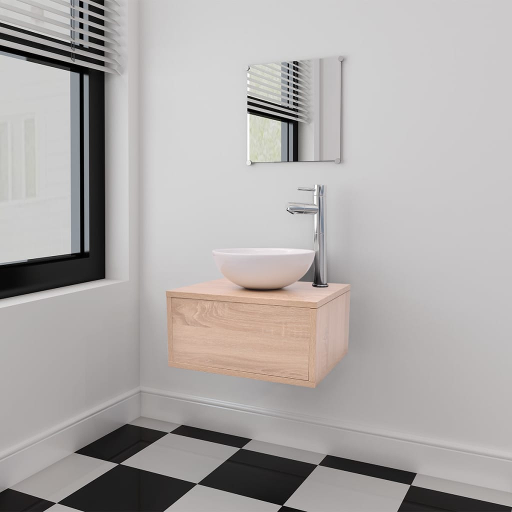 Ensemble de meubles de salle de bain avec lavabo, 9 pièces