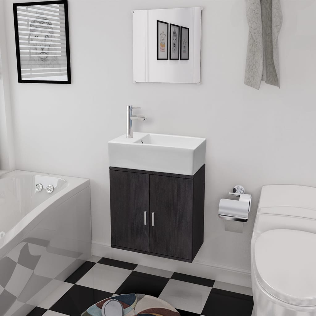 Ensemble de meubles de salle de bain avec lavabo, 9 pièces