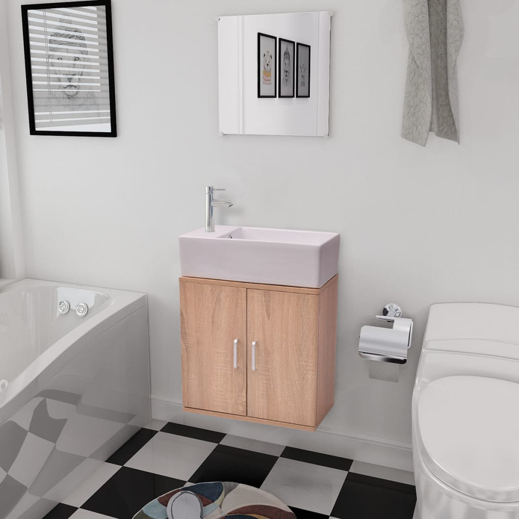 Ensemble de meubles de salle de bain avec lavabo, 9 pièces