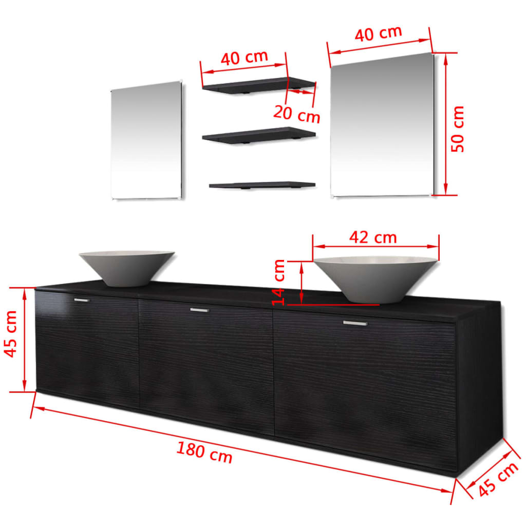 Ensemble de meubles de salle de bain avec lavabo, 9 pièces