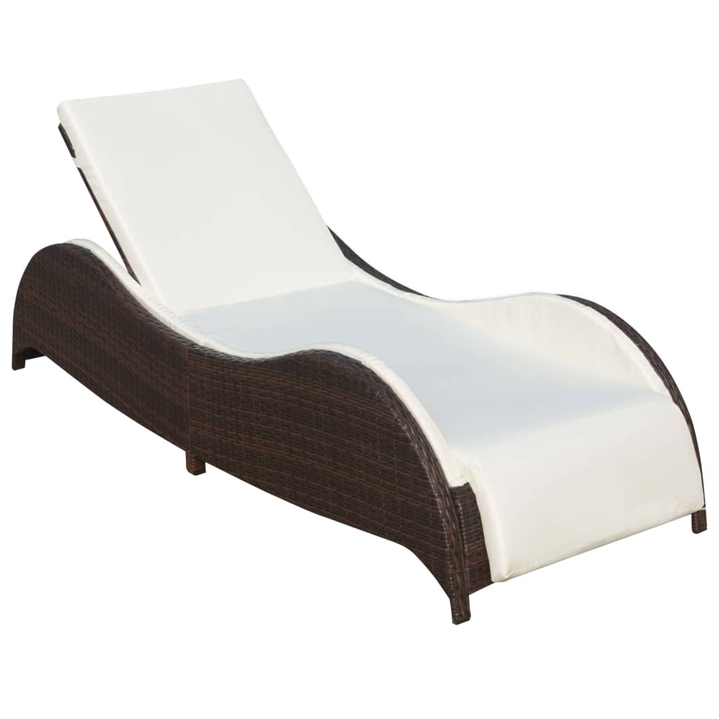 Chaise longue avec coussin en polyrotin