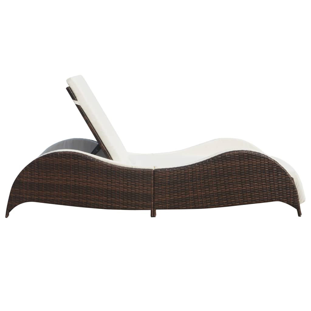 Chaise longue avec coussin en polyrotin