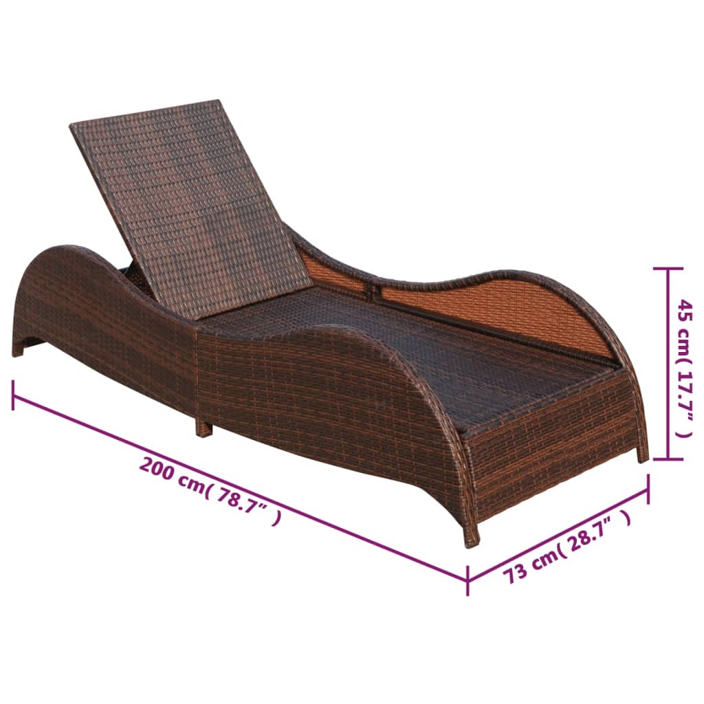 Chaise longue avec coussin en polyrotin